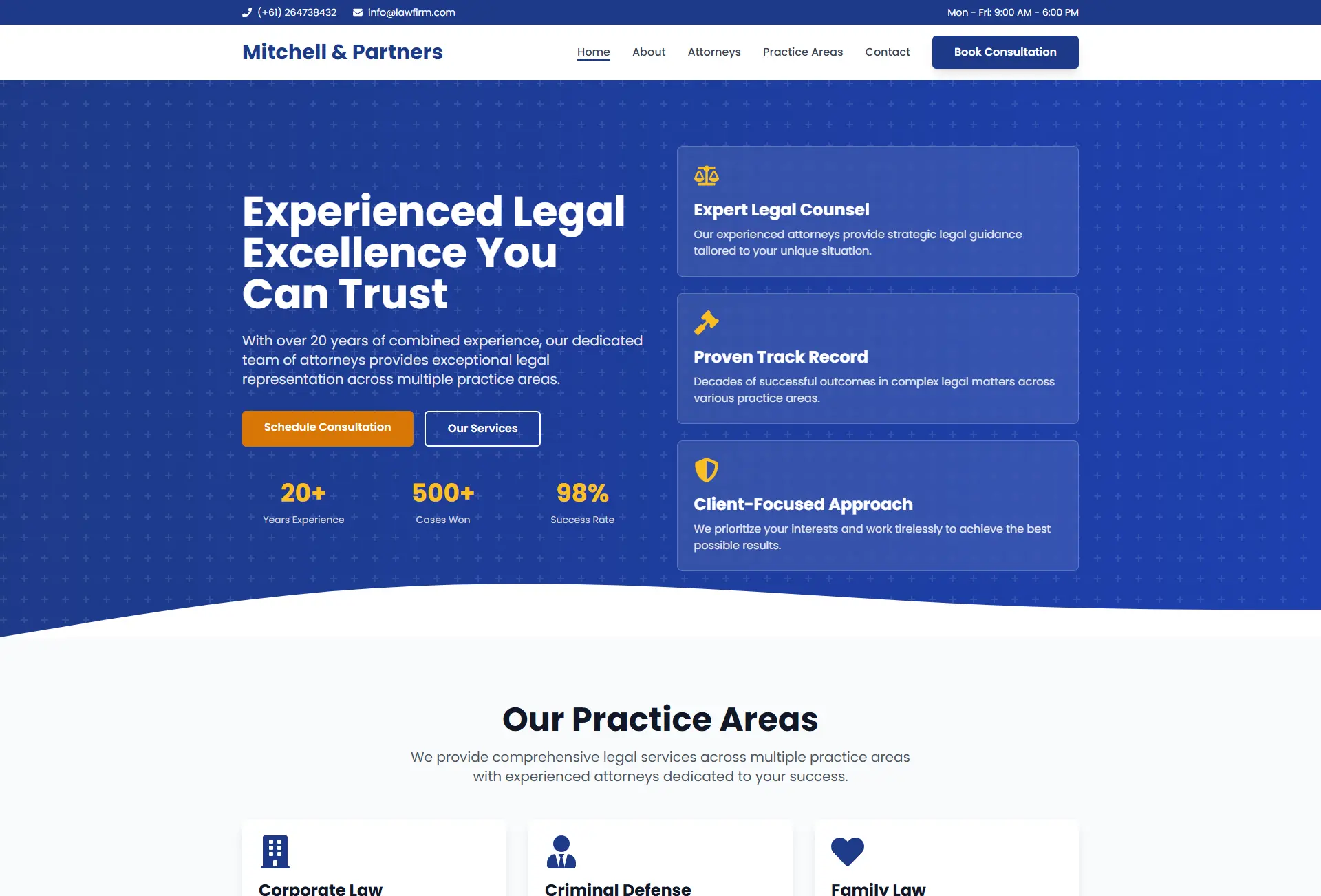 HealthCare Clinic homepage with hero section, services overview, and appointment booking — designed and developed by Hoffstee